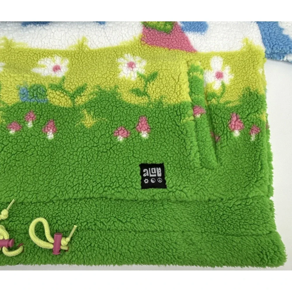 aLAB Hoodie Womens M Fleece Pullover Blue Green Scenic Graphic Cozy Sherpa - Picture 10 of 12